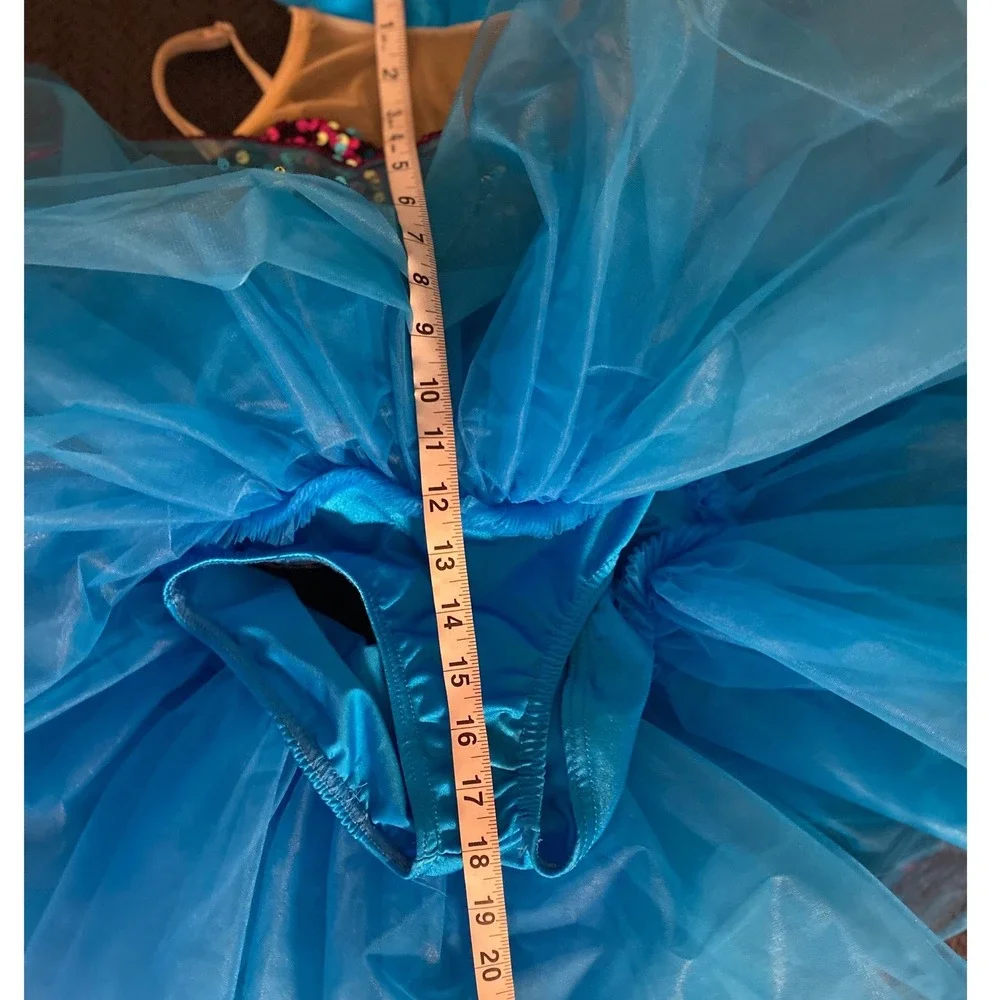 Costume Gallery Kids Large Blue Sequin Tutu Dance Leotard Costume 16122 USA Made